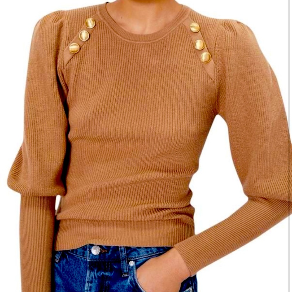Zara Balloon Sleeve knit w/ gold button accents